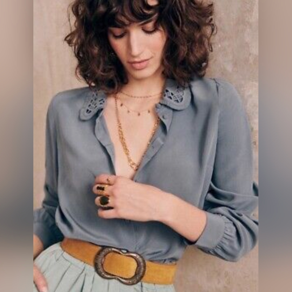 Sezane Suzane Shirt in Vintage Blue